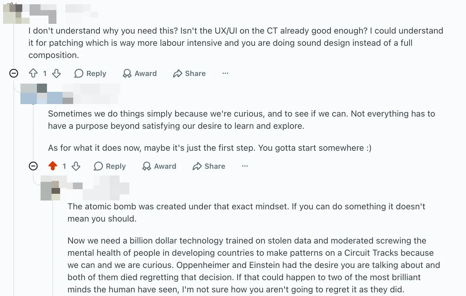 Heated up discussion in Reddit